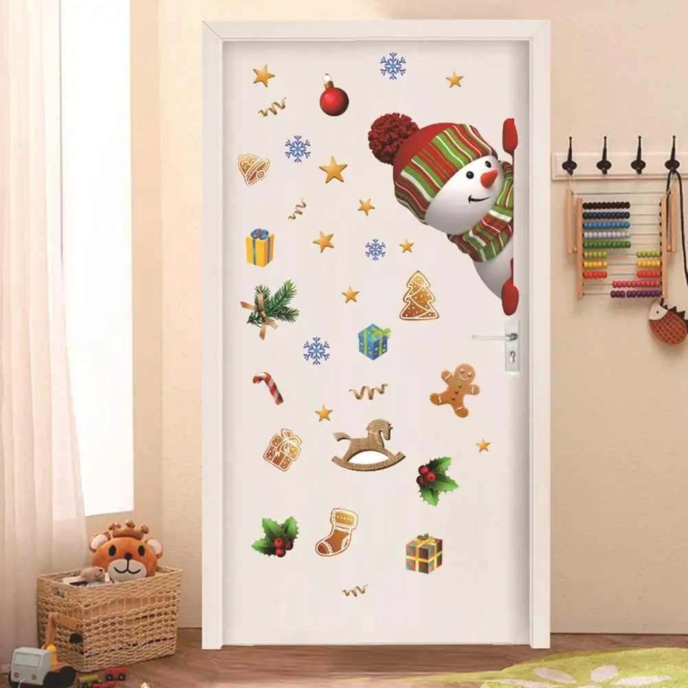 Рождественская Наклейка на стену с мультяшным снеговиком Рождественский