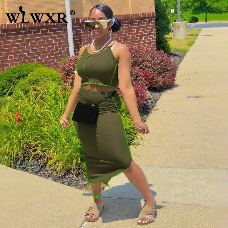 WLWXR/повседневный летний комплект из двух предметов с оборками Женская одежда