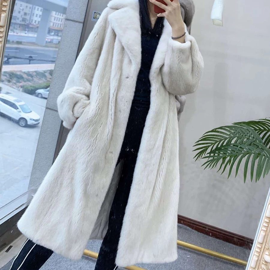 

Real Mink Fur Women Medium long Coat Female detachable sleeves stand coollar Mandarin Collar good quality Real Mink Fur Jacket
