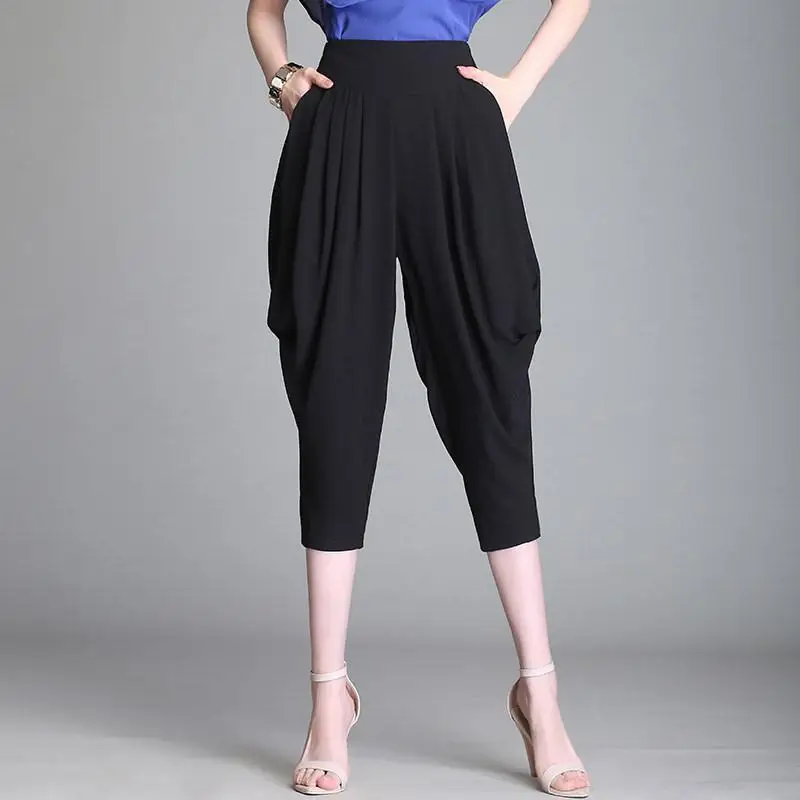 

Capris women's summer baggy Harem Pants with high waist and thin feet