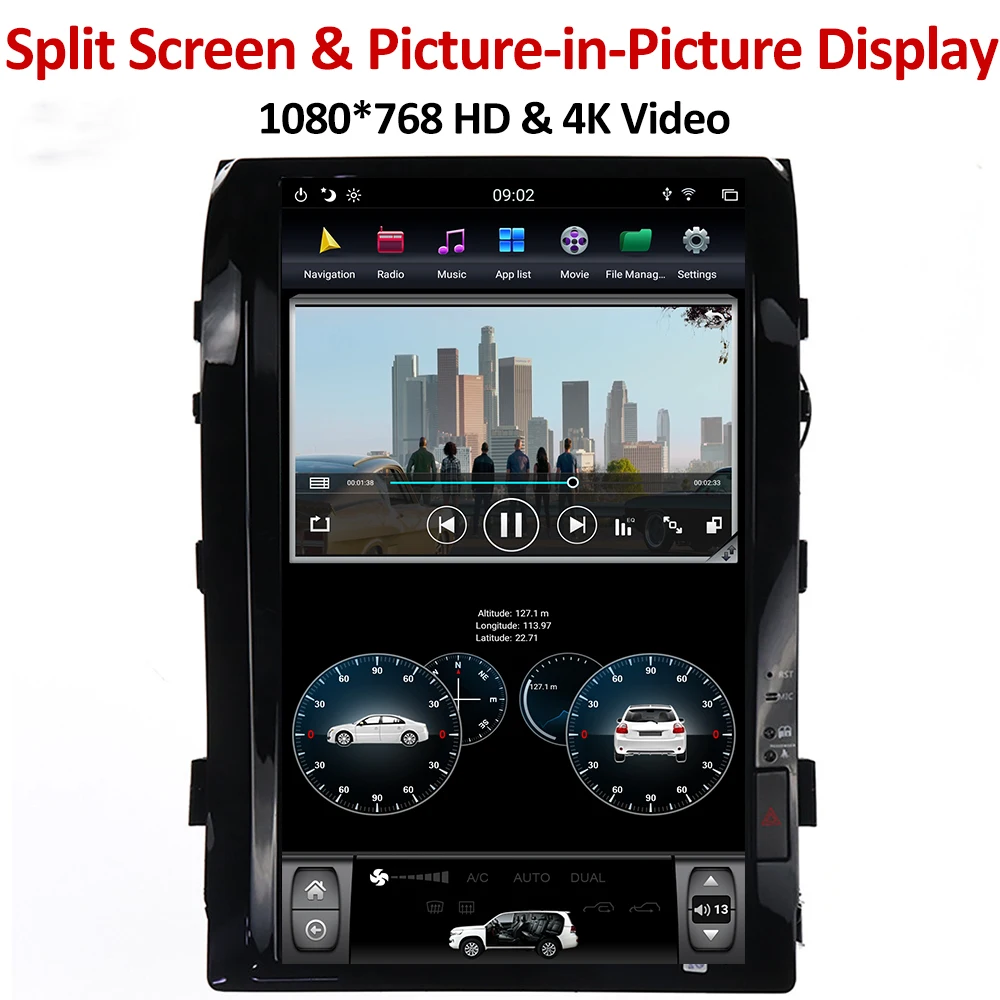

YAZH Android 9.0 Car GPS Multimedia For Toyota Land Cruiser LC200 2008 2009 2010 2011 2012 2013 2014 2015 With 16.0" 4K Display