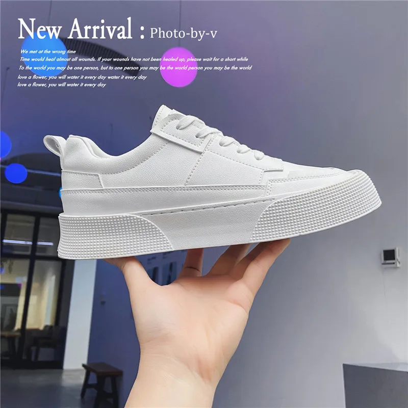 2021 White Sneakers Men Fashion Breathable Comfortable Outdoor Sport Lace Up Shoes Thick Bottom All-match Shoes