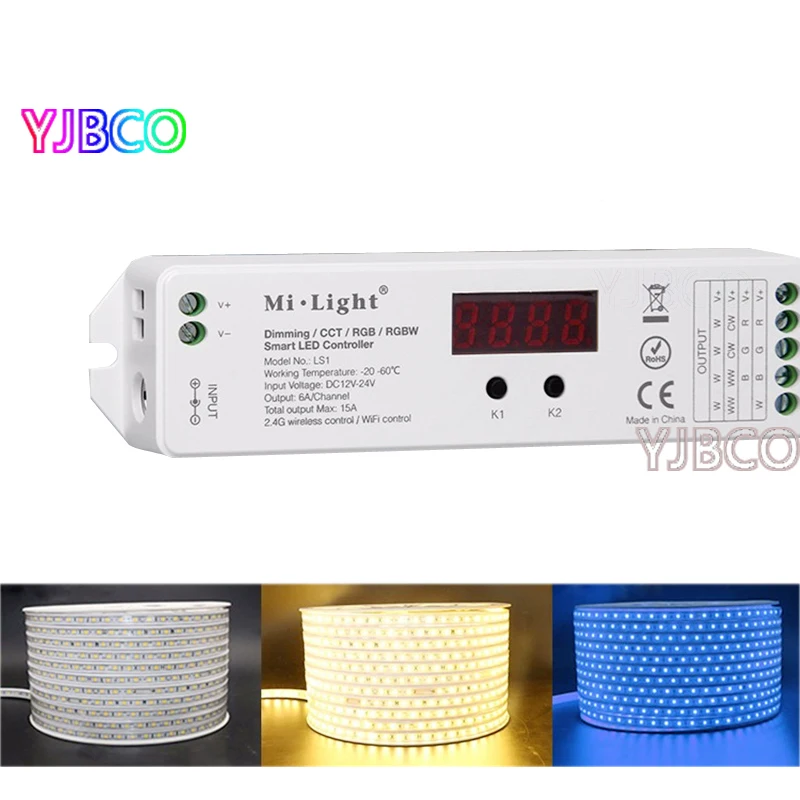 MiBOXER FUT090 2.99 ZONE Tracklight Remote LS1 4 in 1 Smart LED Controller for Single Color CCT RGB RGBW Strip DC12V 24V 15A | Освещение