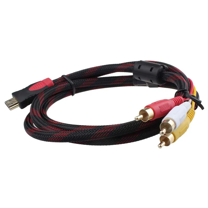 1 5 м 1080P HDMI штекер к 3 RCA Аудио Видео AV кабель передачи адаптер для ТВ HD DVD черный