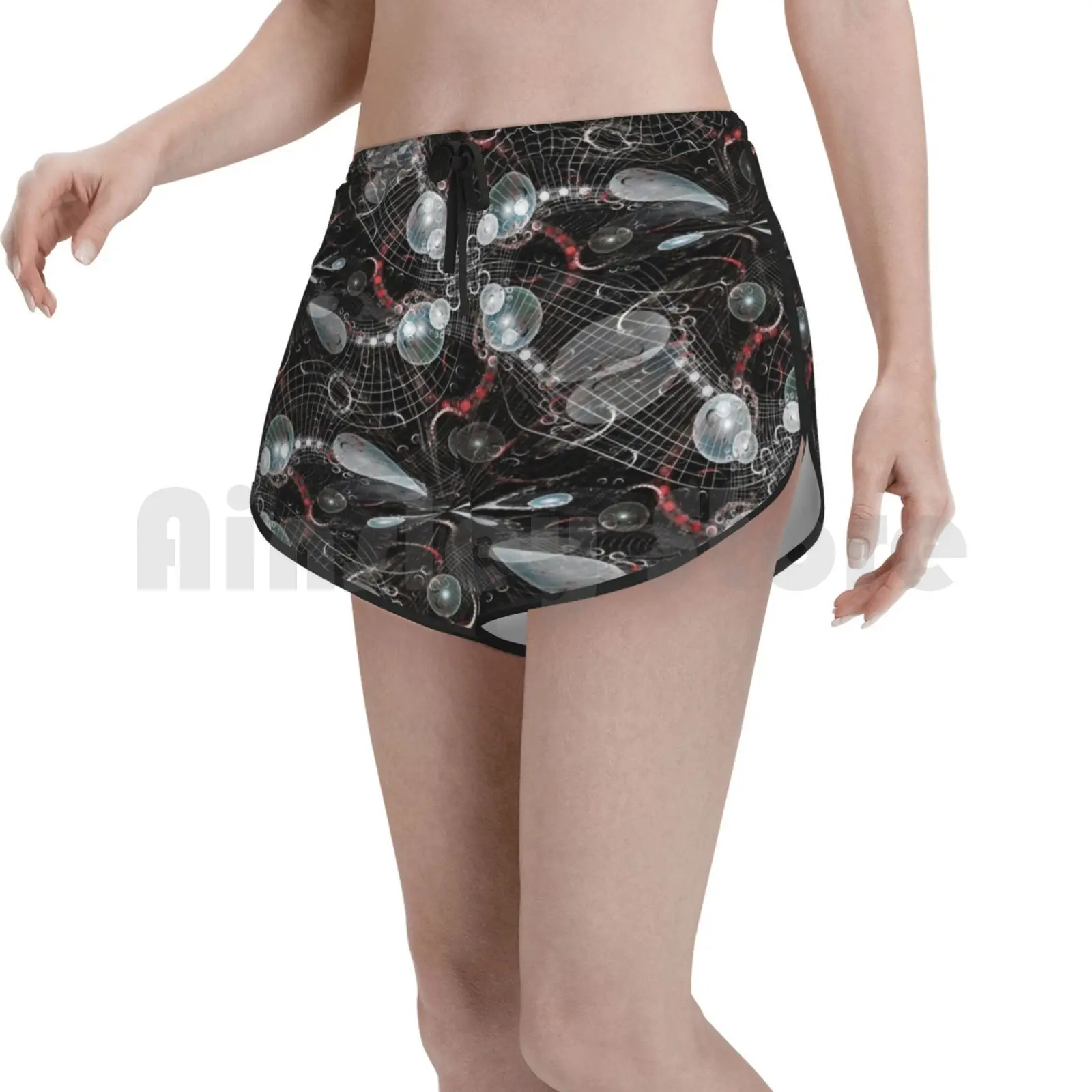 

Da Fs теплые отверстия и линии Gonfx Шорты для плавания, женские пляжные шорты Ohdz, абстрактный крутой цвет, абстрактный Фрактал