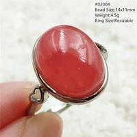 natural red ice rhodochrosite woman ring oval beads stone rose gold adjustable fashion clear bead jewelry aaaaa