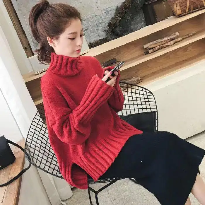 Turtleneck Women Sweater Winter Warm Female Jumper Casual Thick Sweaters Ribbed Knitted Pullover Top | Женская одежда