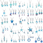 36 стилей трендовые геометрические формы набор украшений для женщин Имитация Синий огненный опал белый кристалл кулон ожерелье серьги ювелирные изделия