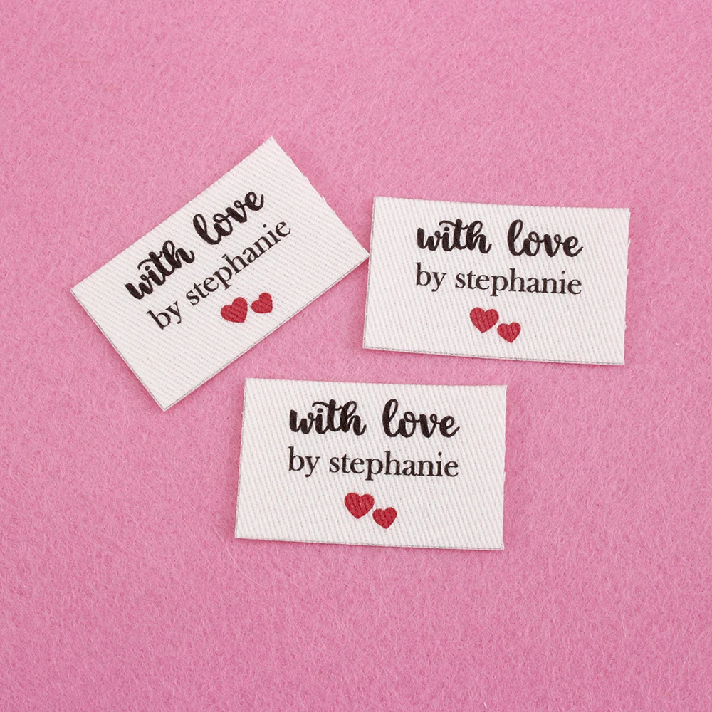 

56 Clothing Tags, Ironing Labels, Personalized Name, Custom Design, Handmade, With Love, Logo, Gift, 100% Cotton (TB5349)