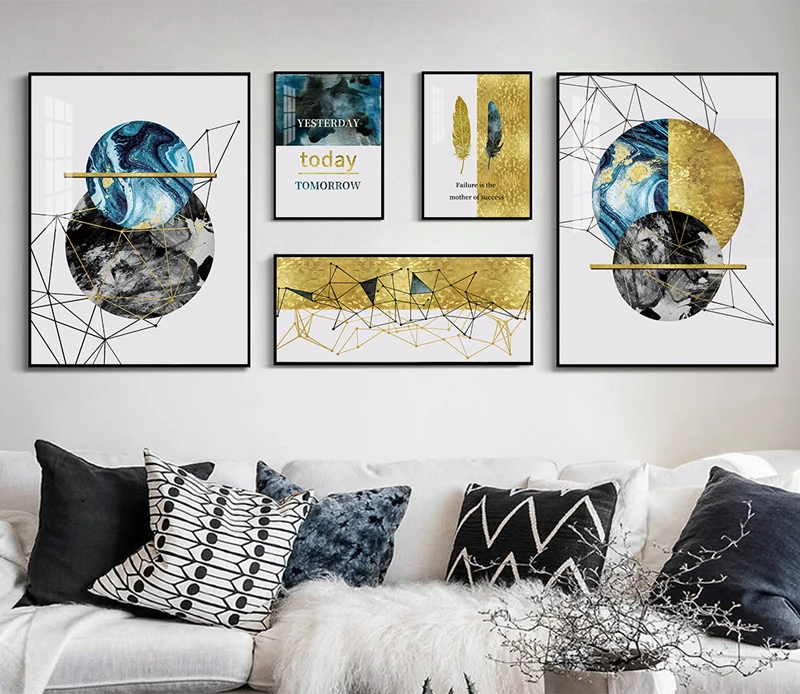 

Gold Luxury Room Decor Art Poster On Loft Modern Abstract Paintings for Living Room Frameless Home Decrotion Picture
