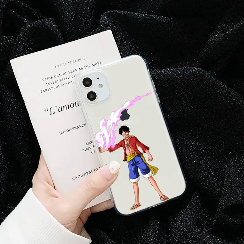

Cartoon anime One Piece Luffy Phone Case Transparent for iPhone 6 7 8 11 12 s mini pro X XS XR MAX Plus cover funda shell