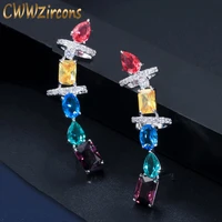 cwwzircons gorgeous multicolored cubic zirconia crystal big long chunky ear cuff earrings for women brincos jewelry cz599