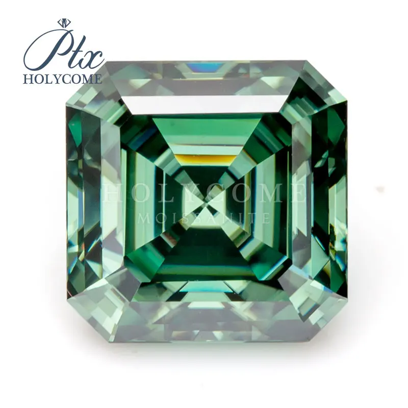 Зеленый цвет огранка Ашер 6x6 мм Свободный синтетический бриллиант драгоценный