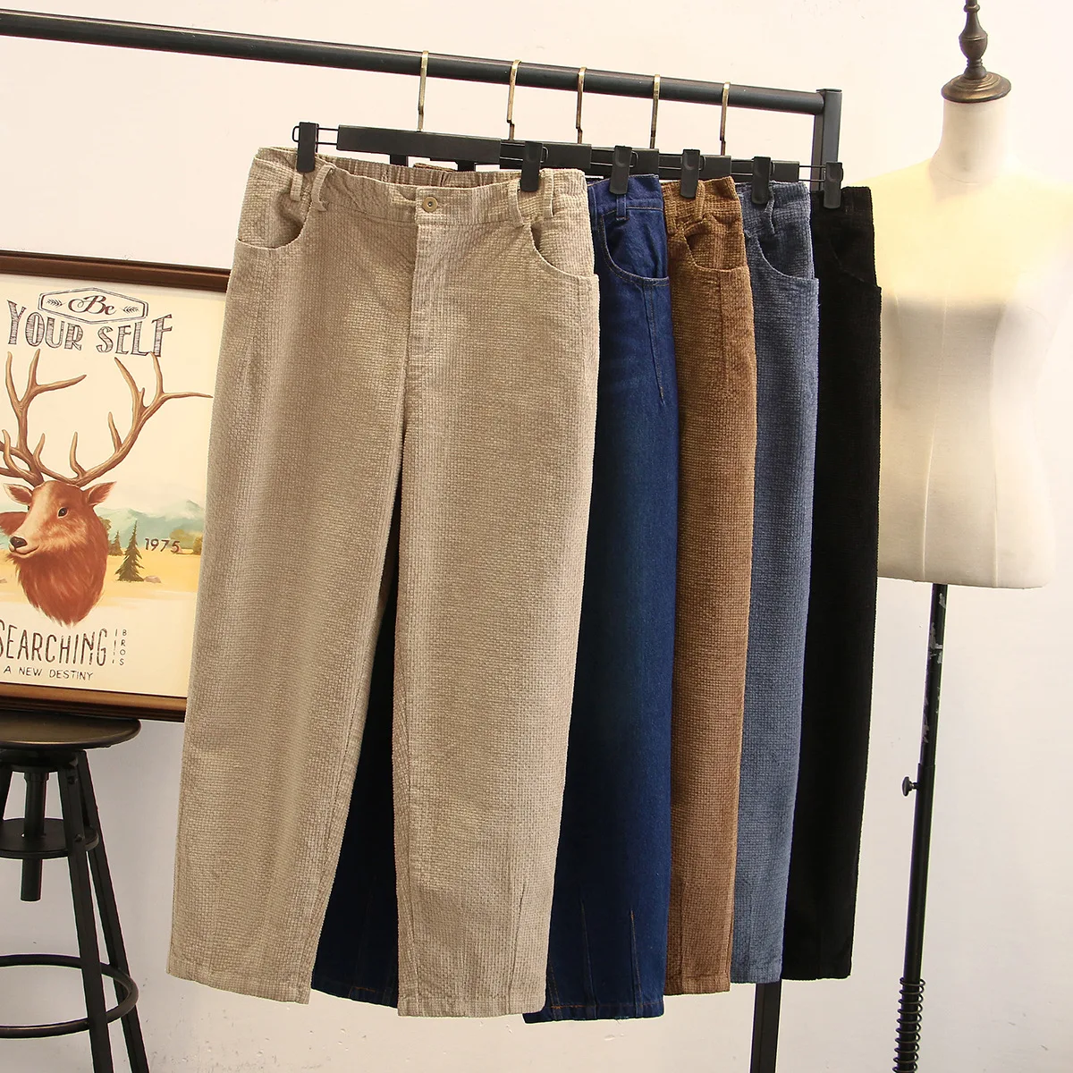 Женские вельветовые штаны шаровары Весна негабаритных низ женские свободные