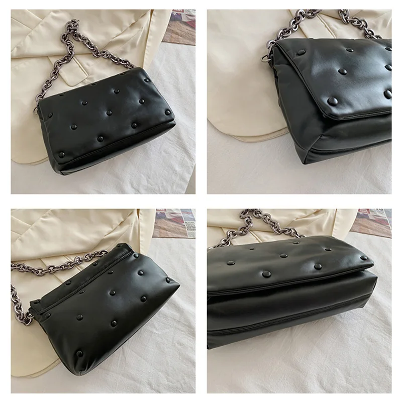 

Women's Shoulder Bags For Women 2021 Denim Thick Metal Chain Shoulder Purses And Handbag Women Clutch Bags Ladies Hobo Bag