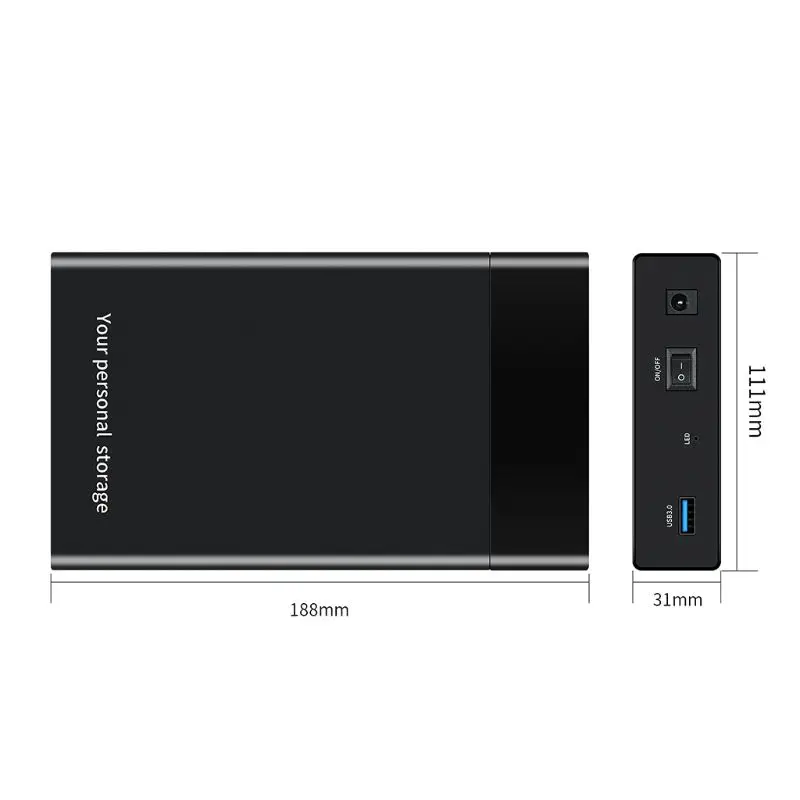 

High Speed 2.5Inch/3.5Inch USB3.0 SATA 1153E Hard Disk Drive Box External HDD Enclosure Case with Power Adapter Accessories R9JA