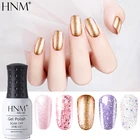 HNM Алмазный Блеск золотого цвета Гель-лак для ногтей 8 мл DIY отмачиваемый УФ светодиодный ная лампа Полупостоянный Гибридный лак Гель-лак