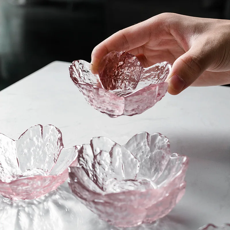 Небольшой Стекло блюдо японский Стиль в виде розового цветка чаша для закусок