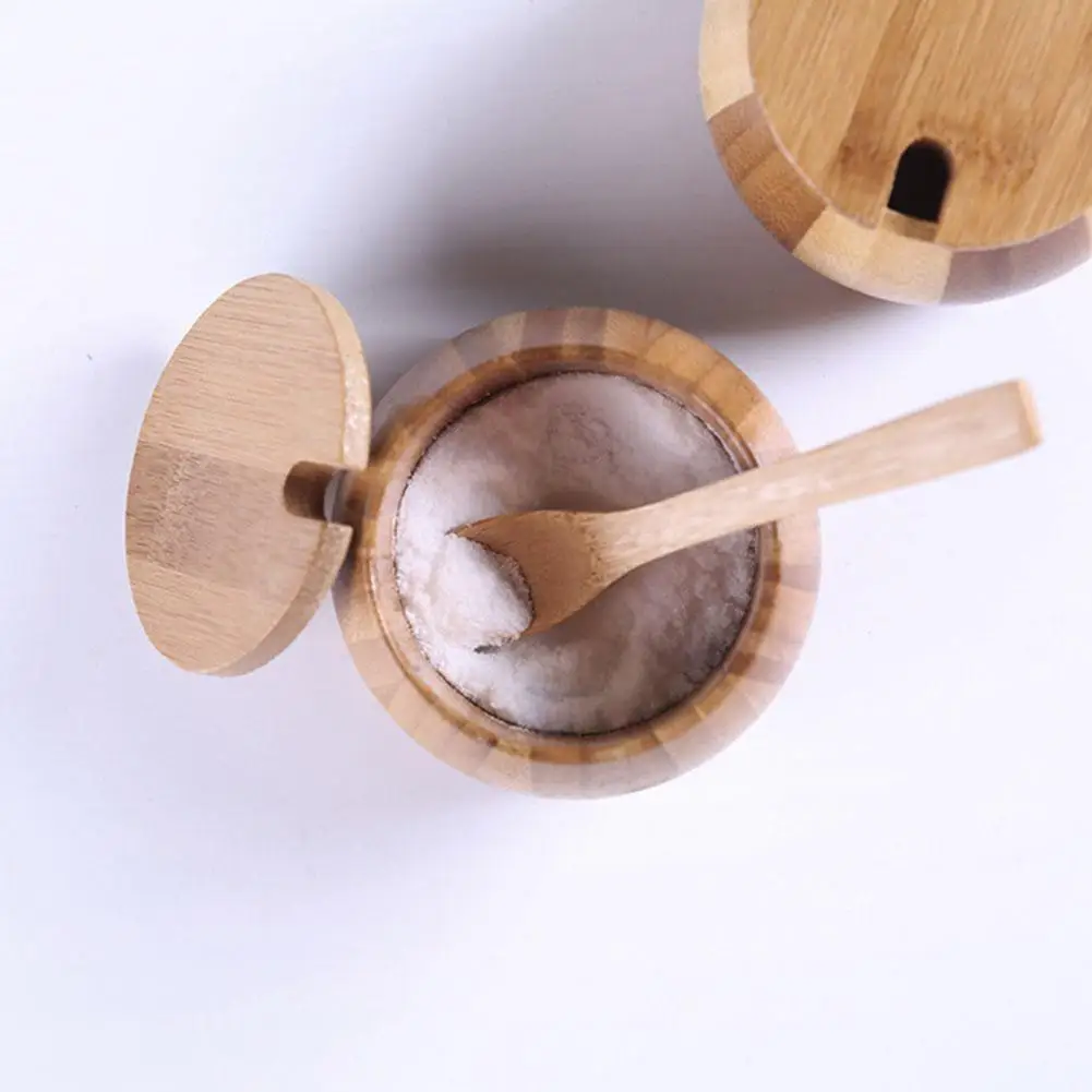 

Wood Spice Jar Sugar Bowl Tea Coffee Salt Seasoning Box Kitchen Gadget Spice Rack Kitchen Storage Tools