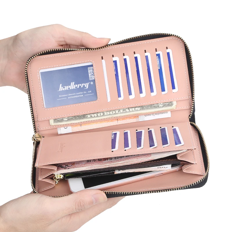 

Color changing wallet Hot Sale Women Clutch Leather Wallet Female Long Wallet Women Zipper Purse Strap Money Bag Purse For Phone