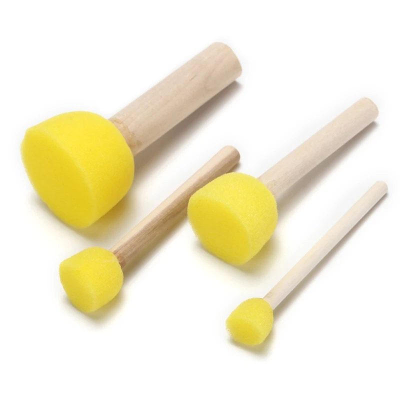 

Hot Selling 5pcs Sponge Foam Brush Set Wooden Handle Stamp Painting Tool DIY Crafts for Kids Beginners