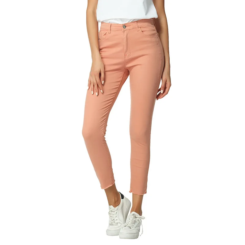 

European and American jeans women's new washed stretch color jeans