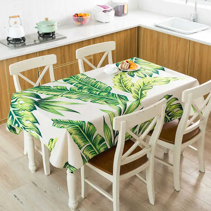 

Plant Leaves Print Waterproof Tablecloth Table Cloth Rectangular Tea Table Cover Kitchen Dining Party Home Decor Manteles