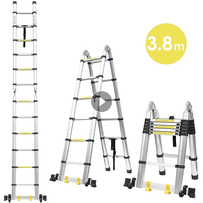 

3.8m Multifunction Ladder With Bag Crossbar Foldable Portable Telescopic Aluminum Ladders NEW Household Construction Tool HWC