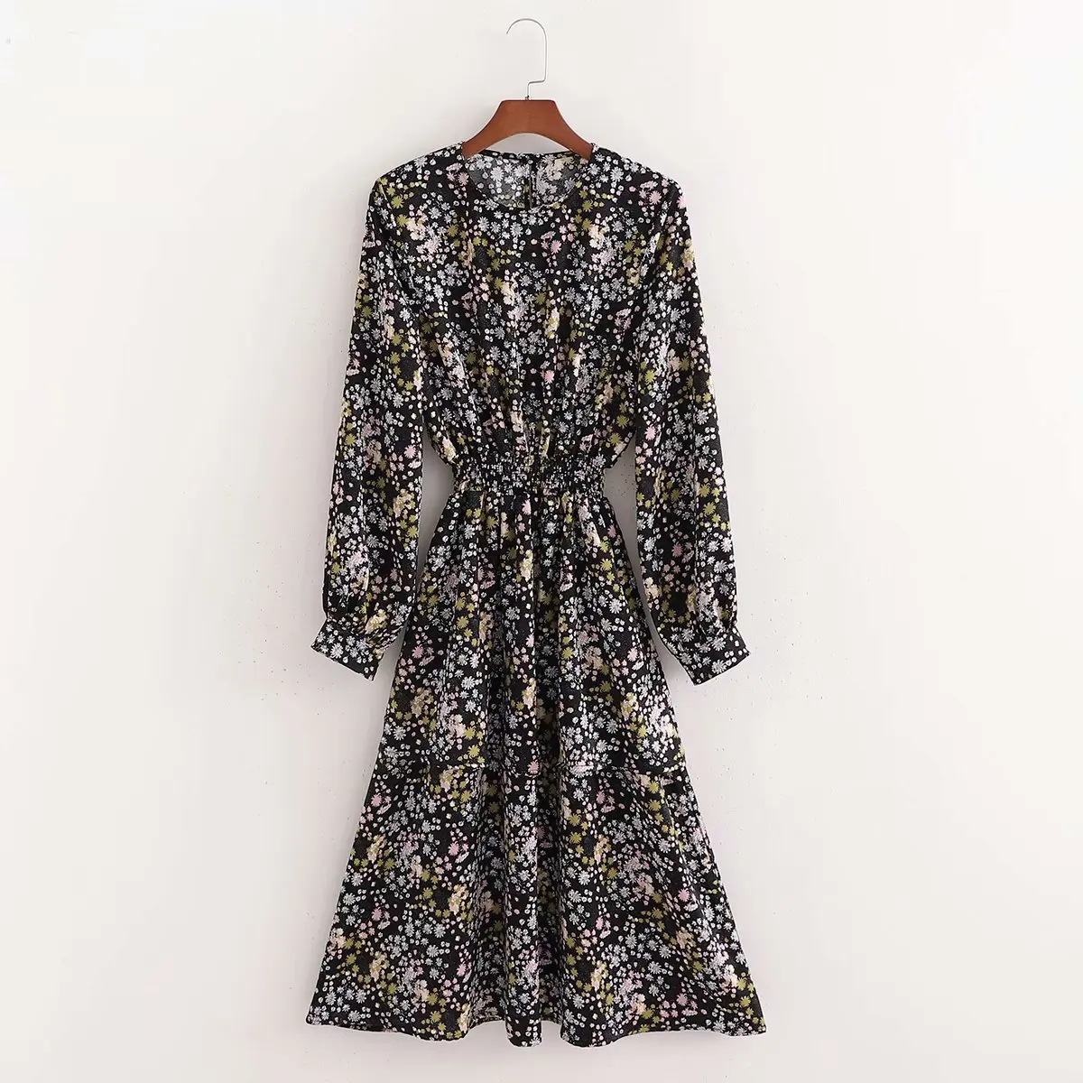 

2021 Ladies New Spring Summer Casual Floral Long Dresses Women's Elegant All Match Waist Double Cake Dress Female For Fashion