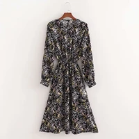 2021 ladies new spring summer casual floral long dresses womens elegant all match waist double cake dress female for fashion