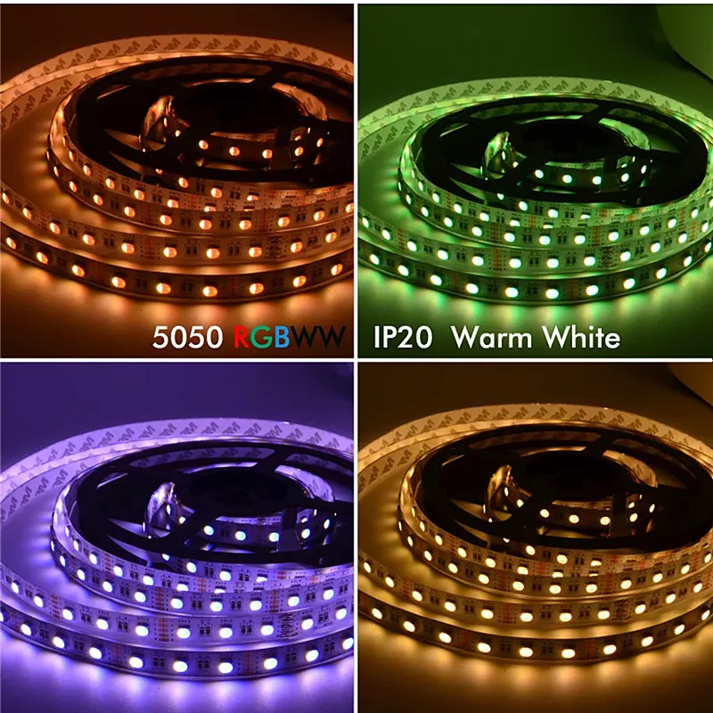 5 м 12 В SMD 5050 RGBW RGBWW Светодиодная лента RGB белый теплый 4 цвета в 1 светодиодный чип 60