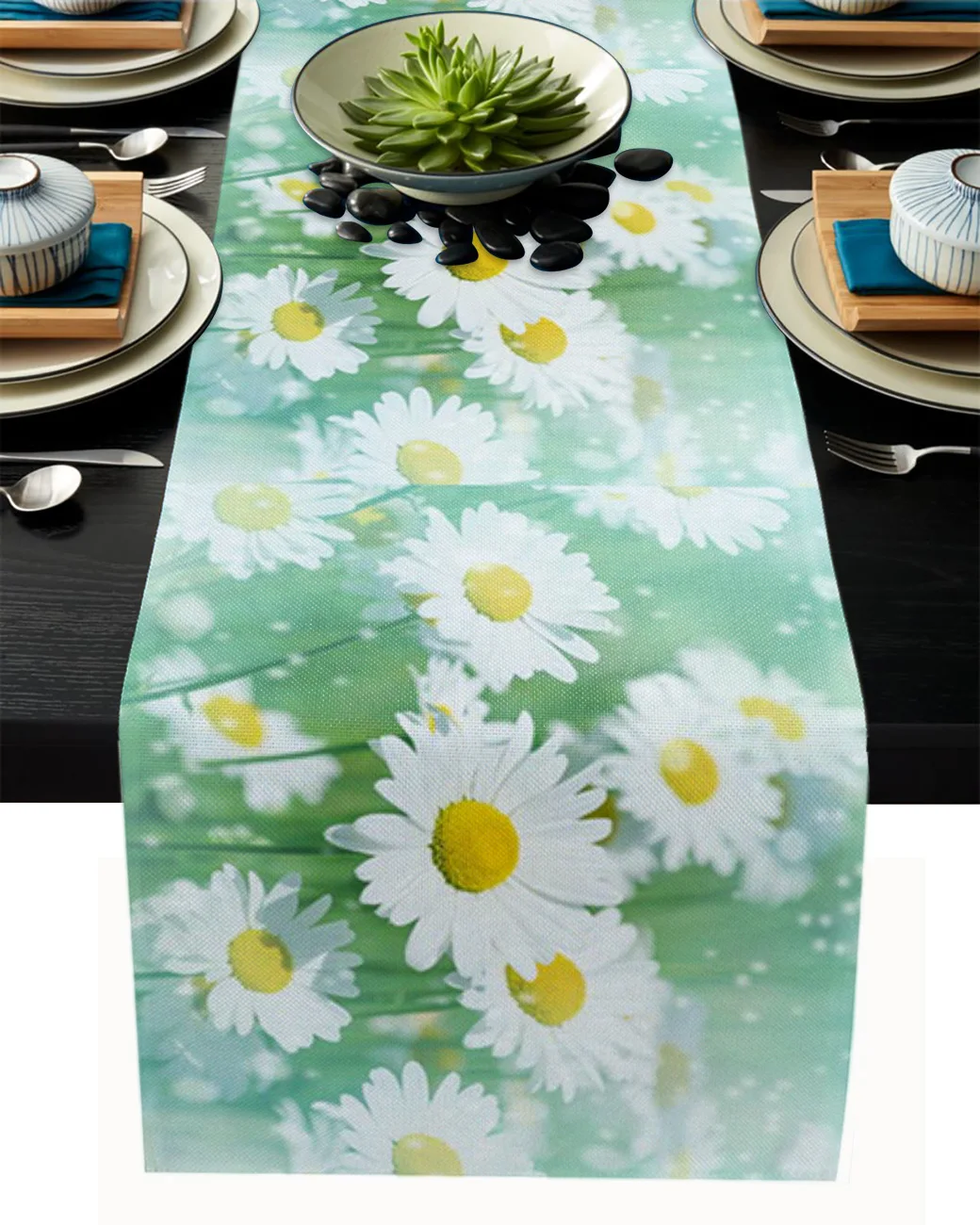 

Plant Daisy Flower Table Runner Home Kitchen Dining Table Decor Tablecloth and Placemats Wedding Table Decor