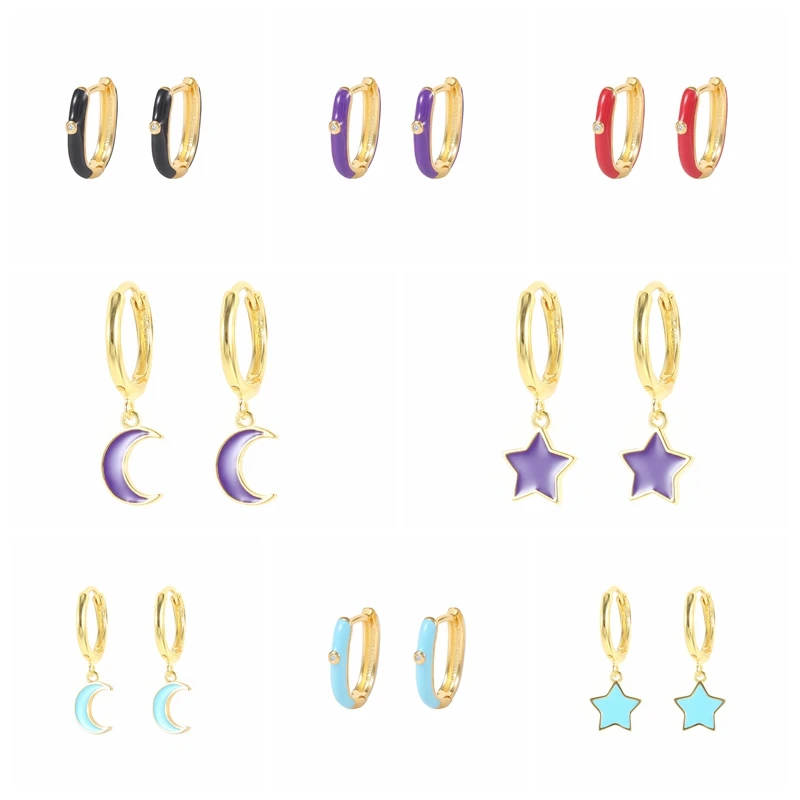 

2021 Trend Sterling Silver Earings For Women Star Huggie Earring Pendientes Brincos Jewelry Gift Aretes Hoop Earrings