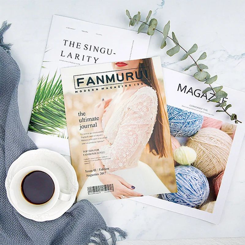 Английский Журнал реквизит для фотосъемки украшения аксессуары Инс растения/Еда