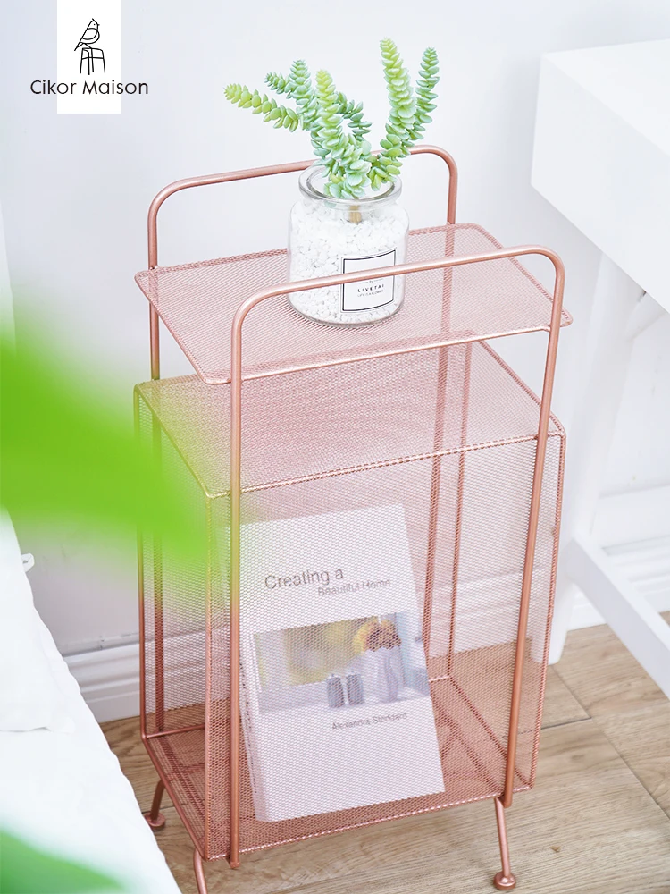 

Nordic Wrought Iron Floor Bookcase Living Room Sofa Magazine Shelf Storage Rack Simple Creative Rack