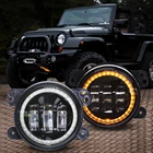 4-дюймовые круглсветодиодный Противотуманные фары 30 Вт, белое кольцо ореола DRL, противотуманные фары для внедорожников Jeep Wrangler JK TJ LJ Grand Cherokee Lada, противотуманные фары