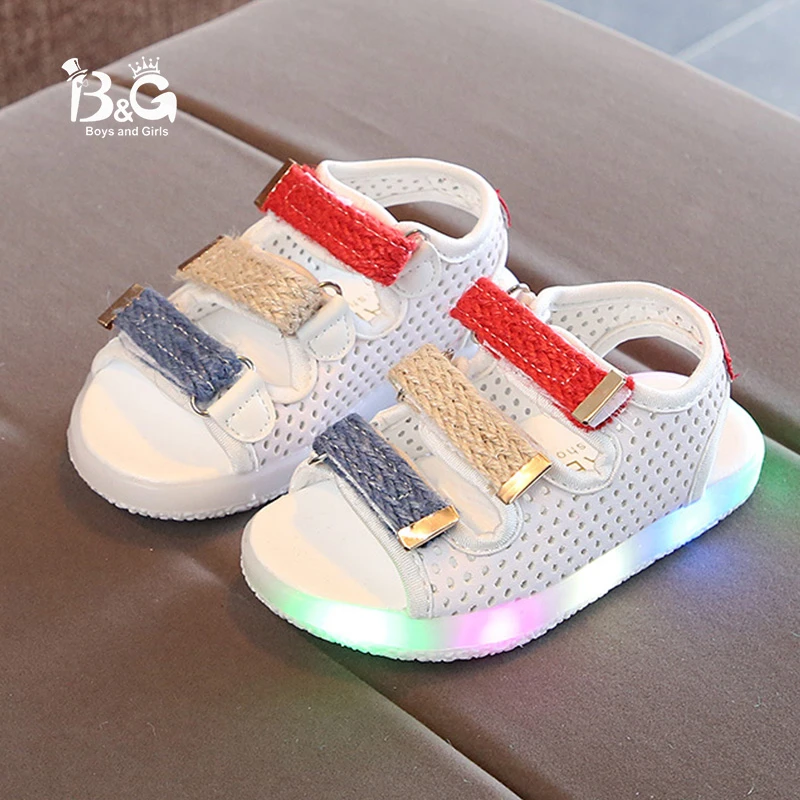 B & G Детские сандалии со светодиодной подсветкой дышащая детская обувь для