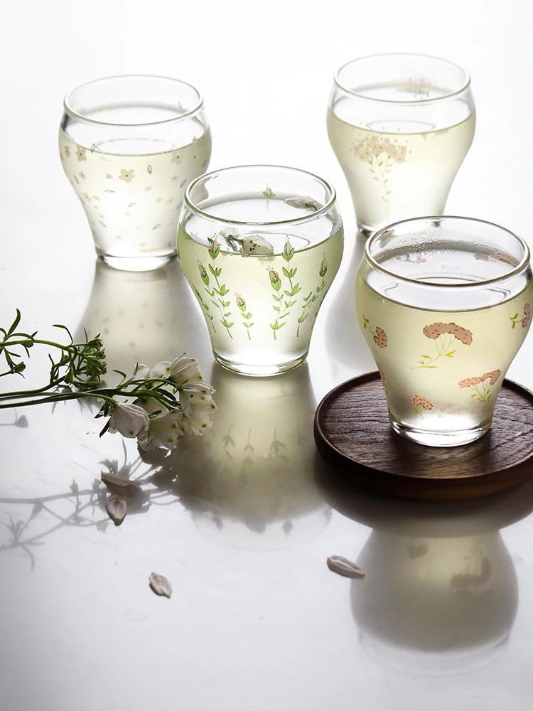 

BFE Borosilicate Glass Cup Transparent Heat Resistant Teacup Household Teatime Flower Fruit Teacup