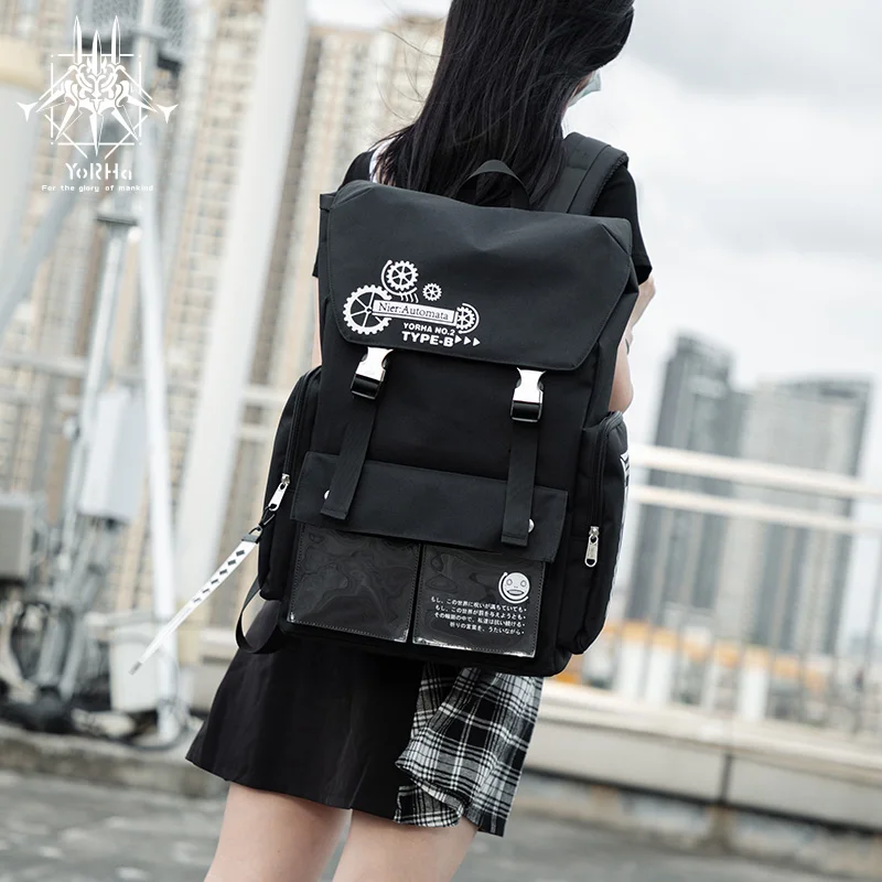 

NieR: Automata YoRHa No.2 Type B Backpack High Capacity Nylon Shoulders bag Fashion Student Schoolbag Knapsack Cosplay Itabag