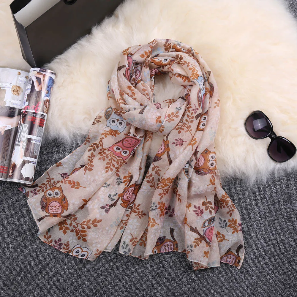 Шарф 2020 Новое поступление женский Дамский с принтом совы кружевной длинный шарф