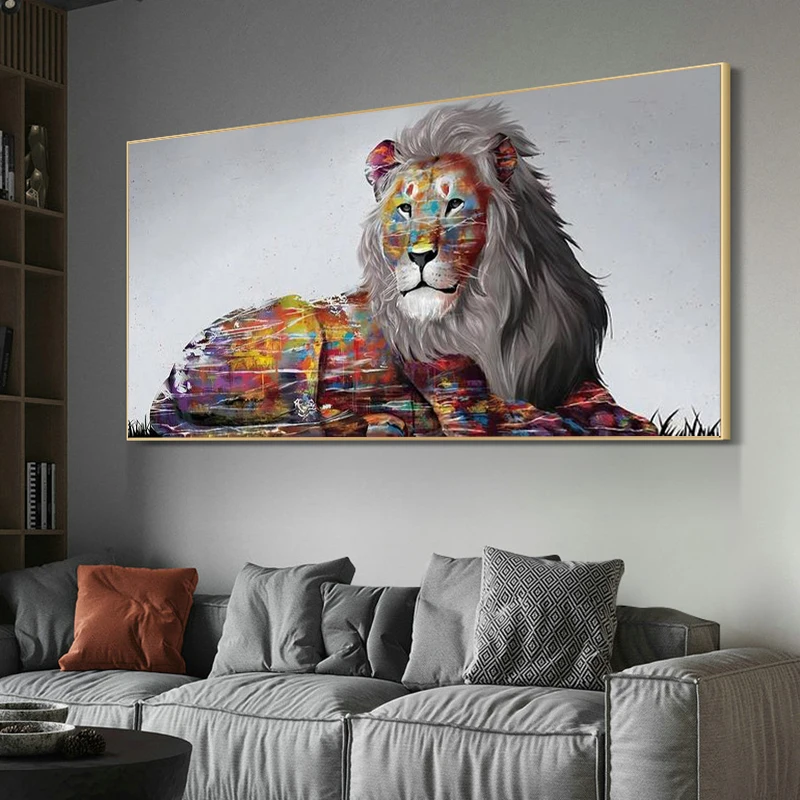 

Wild Lion Graffiti Art Posters and Prints on Canvas Painting Cuadros Animal Street Wall Art Picture for Living Room Home Decor