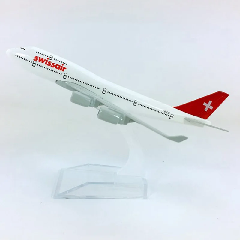 16 см 1:400 B747-400 модель SWISS авиакомпаний SWISSAIR С недрагоценных металлов сплав самолет