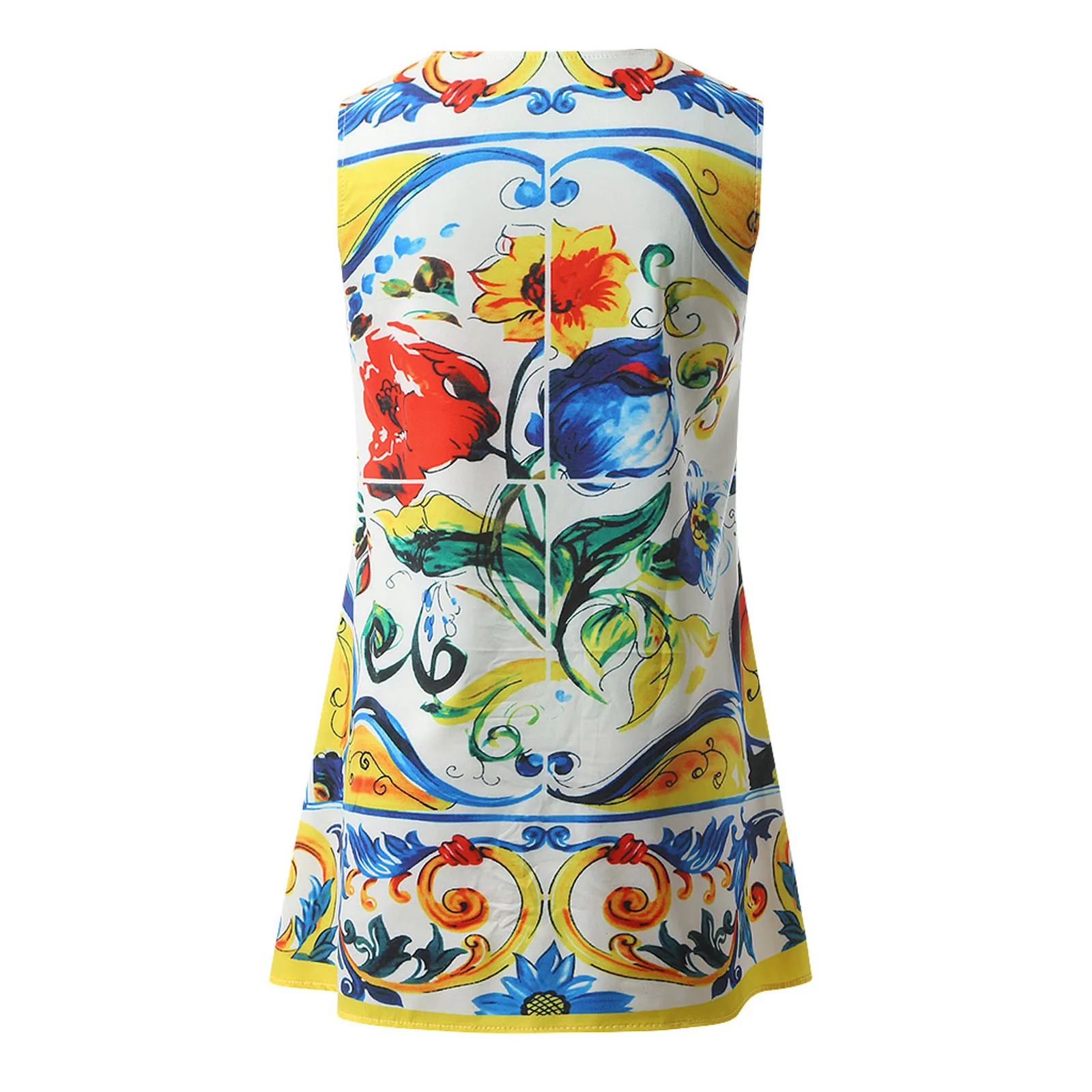 

Women Summer Boho Beach Mini Dress Casual Sleeveless A-line Loose Chiffon Sundress Print Vintage Tunic Tank Dress Vestidos #t2p