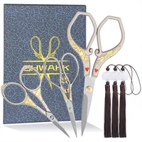 shwakk 3pcs vintage embroidery sewing scissors with 3 tassels tailor scissors for handmade fabric embroidery needlework