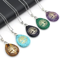 new natural malachite lapis lazuli stone pendant metal alloy seven chakras aura healing necklace men women wear gifts wholesale