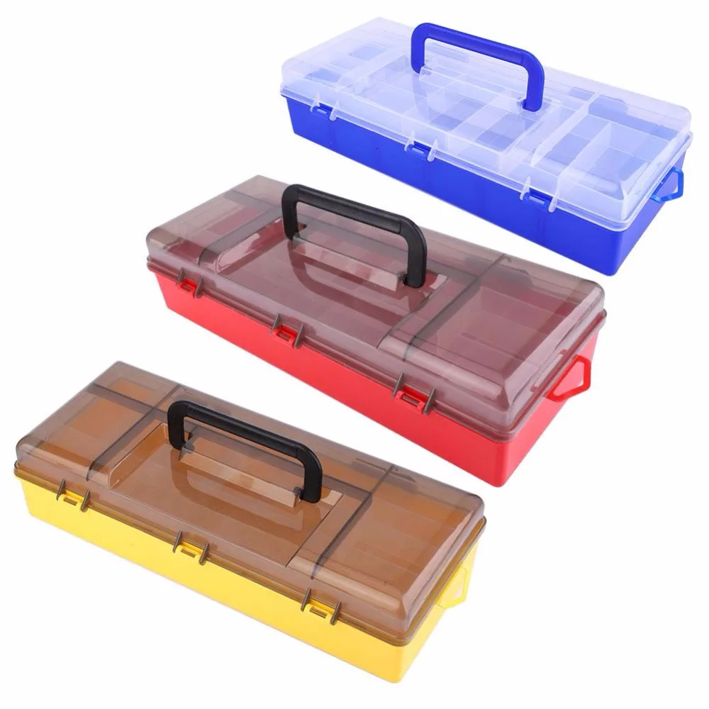 Double-side Fishing Tackle Box Wood Shrimp Tools Case Fishing Bait Lure Storage Case Multiple Compartment Large Fishing Tool box