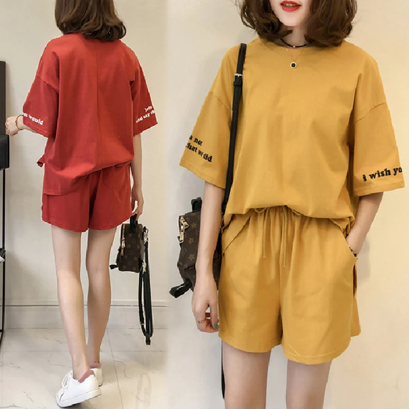 

New sports fashion women suits female shorts short sleeve T-shirt two-piece summer new casual outfits
