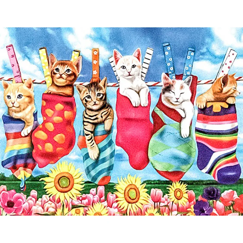 

DIY Painting By Numbers Animals Cat Coloring By Numbers Sunflower 40x50cm Wall Art Canvas Picture Hand Painted Modern Room Decor
