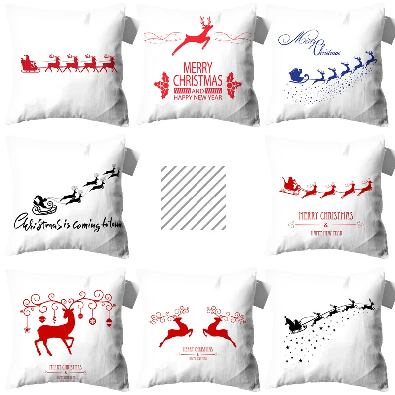 

Elk Throw Pillows Decorative Linen Pillow Cover Christmas Sled Pillowcases Christmas Cushion Cover Decorative Cushions for Sofa