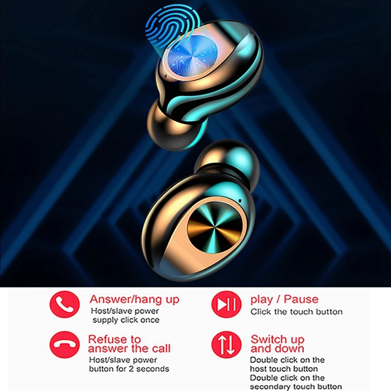 TWS 5 0 Bluetooth наушники сенсорные беспроводные Hi-Fi стерео с шумоподавлением